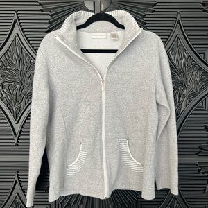 Draper’s & Damon’s Light Heather Gray Full-Zip Cozy Jacket